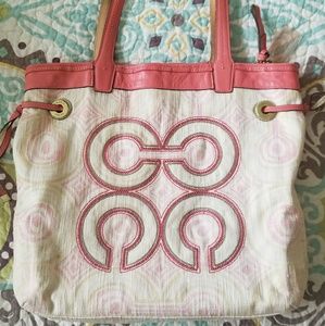COACH Pink AUDREY OP ART TOTE BAG PURSE
